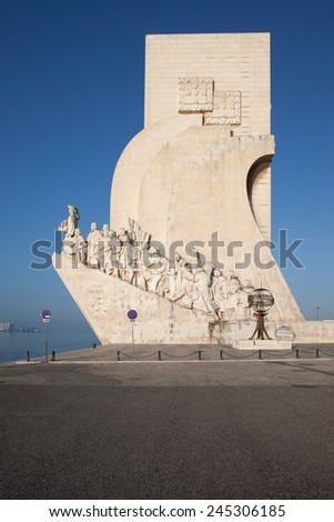 Eastern side of the Monument to the Discoveries (Padrao dos Descobrimentos) in Belem district of Lisbon in Portugal.