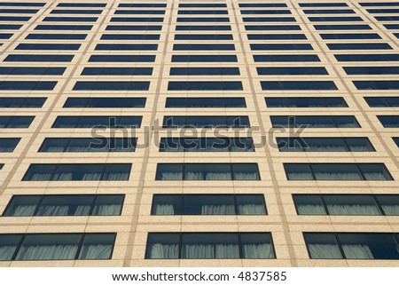 Acute angle close-up on office building windows