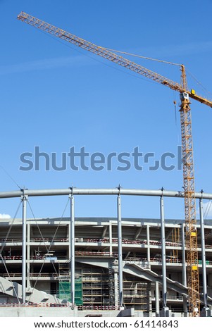 Construction site of the National Football Stadium in Warsaw, Poland. Development for European Football Championship in Poland and Ukraine in 2012.