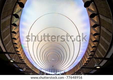 Contemporary ceiling design of underground in Warsaw, Poland