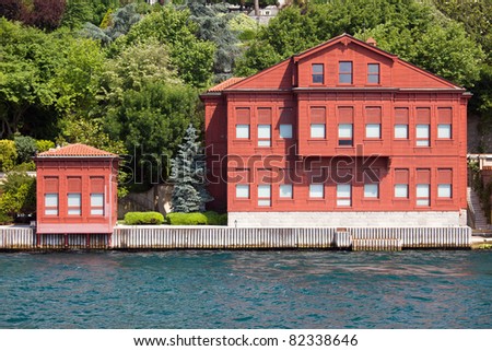 Traditional wooden villa on the Bosporus Strait waterside in Kanlica, Turkey