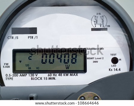 Close-up of modern smart grid residential digital power supply meter