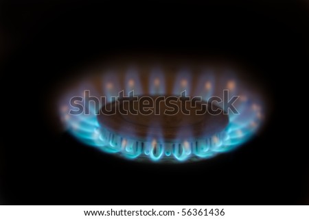 Lit propane burner throwing blue flames