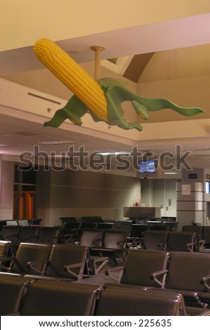 Corn jet sculpture at airport lounge