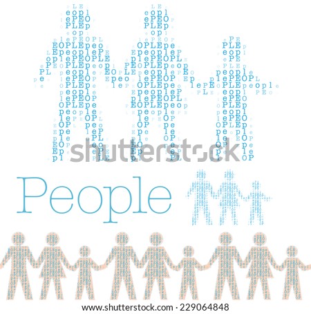 Rows word People in shape of family tile horizontally for borders