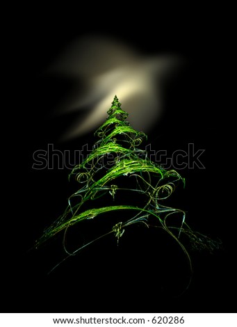 Christmas tree fractal, with with dove aurora star.