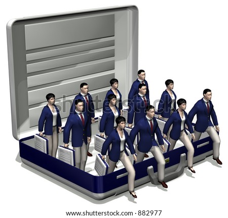isolated-on-white 3D cartoon of a group of personnel ready to work