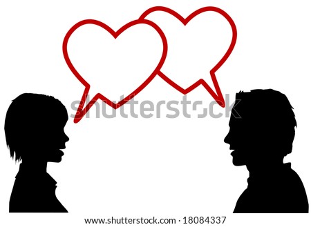 heart outline images. in heart speech bubbles at