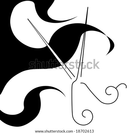 Hair Salon Cuts on Stock Vector   A Salon Style Hair Cut Scissors And Curls Symbol  Icon