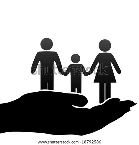 A Family Of Mother, Father, Child Symbols Are Held In A Cupped ... A Family Of Mother, Father, Child Symbols Are Held In A Cupped ...