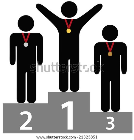 Medal Vector Free on People Get Gold Silver Bronze Medals On Three Tier Award Podium
