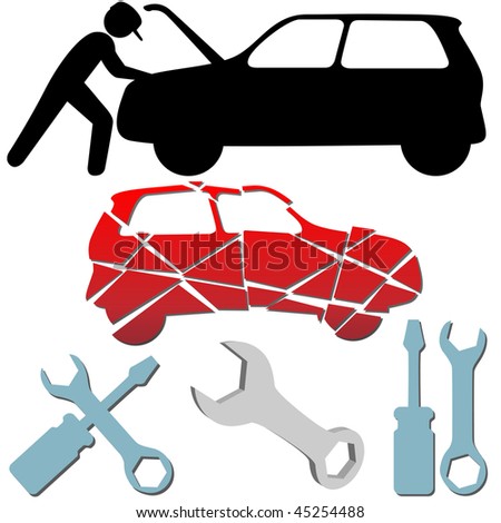 Auto Repair on Auto Repair Maintenance Car Mechanic Symbol Icon Set  Stock Vector