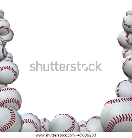 Logo Design on Stock Photo   Many 3d Rendered Baseballs Form A Border Background For
