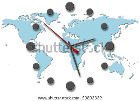 standard time zones of the world map. time zones over a world