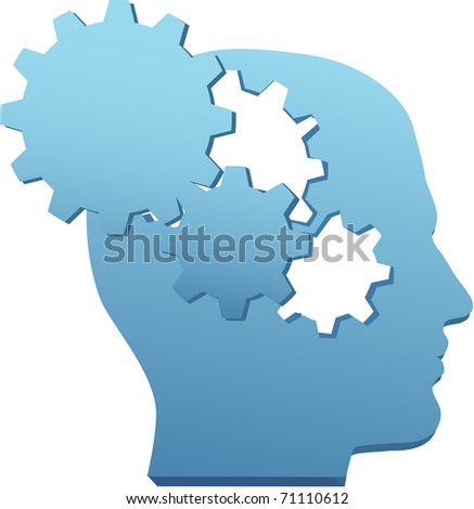 Person With Inventive Mind Thinks Technology Thoughts In Gear ... Person With Inventive Mind Thinks Technology Thoughts In Gear ...