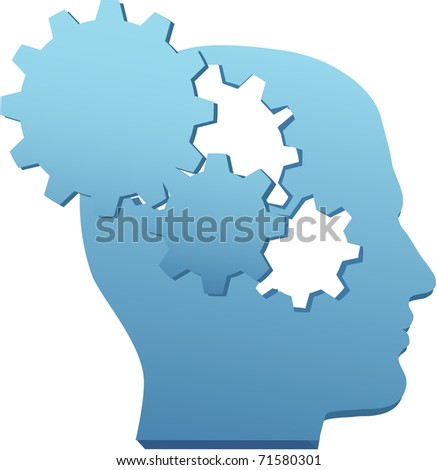Person With Inventive Mind Thinks Technology Thoughts In Gear ... Person With Inventive Mind Thinks Technology Thoughts In Gear ...