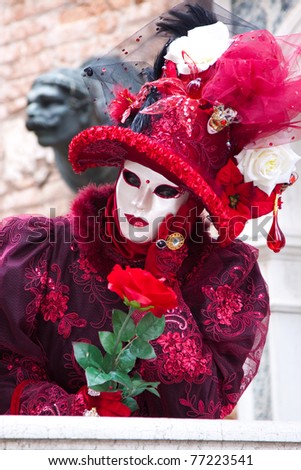 VENICE, ITALY - MARCH 7: Venice mask at St. Mark\'s Square, Carnival of Venice on March 7, 2011. The carnival was held in 2011 from February 26 to March 8, 2011.