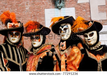 VENICE, ITALY - MARCH 7: Venice mask at St. Mark\'s Square, Carnival of Venice on March 7, 2011. The carnival was held in 2011 from February 26 to March 8, 2011.