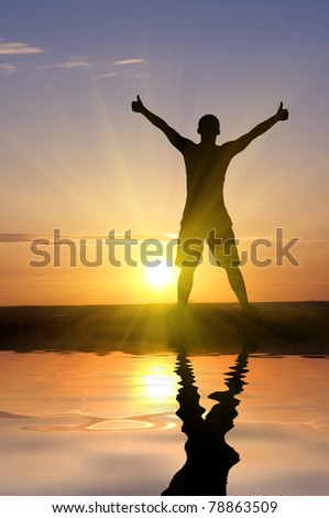 silhouette of man on the sunrise