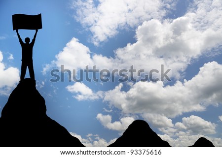 Man on top of mountain. Conceptual design.
