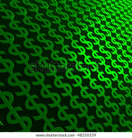 dollar sign background. of 3D green dollar signs.