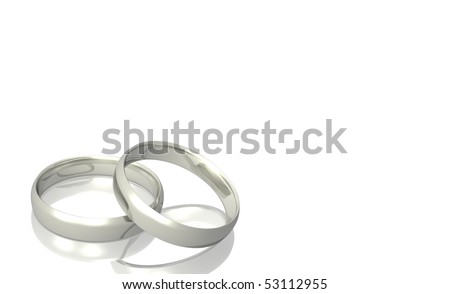  Image of two silver wedding bands isolated on a white background