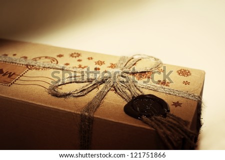 Tide Up Cardboard New Year Parcel with Sealing Wax and Bow