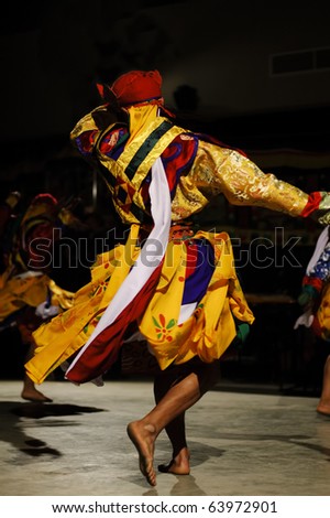 MOSCOW, RUSSIA - OCT 26:  Lama Dance  - The Kingdom of Bhutan. First festival of Bhutanese dance in Russia, center Open World. October, 26, 2010 in Moscow, Russia