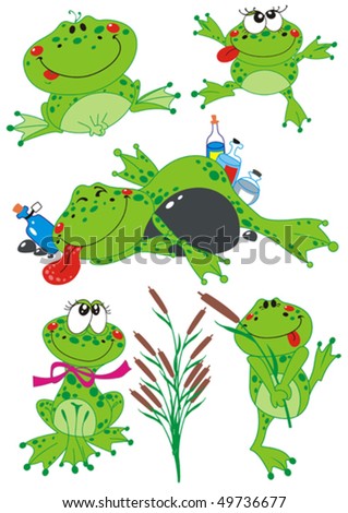 funny pics of frogs. funny cartoon vector frogs