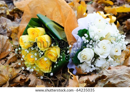 white and yellow rose bouquets. of white and yellow roses