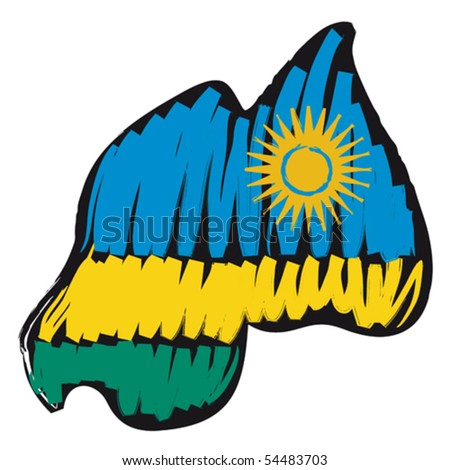 stock vector : map flag Rwanda
