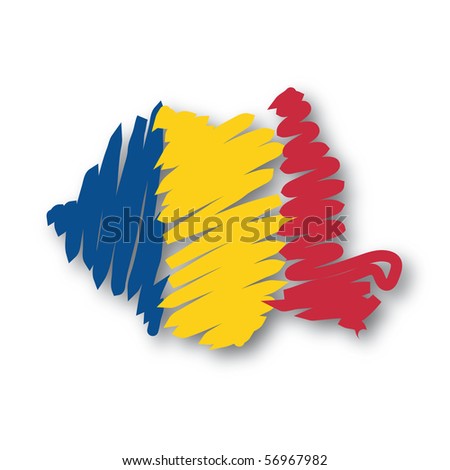 stock photo : map flag Romania