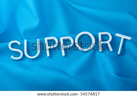 Support Letters  on  blue background
