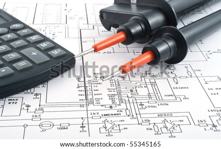 Voltage tester,calculator and electrical diagram