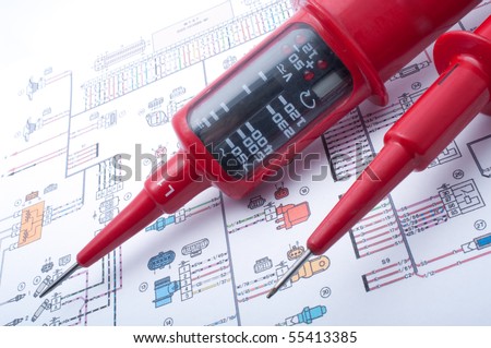 Voltage tester on electrical diagram