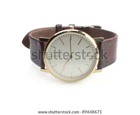 Close up of wrist watch isolated on a white background