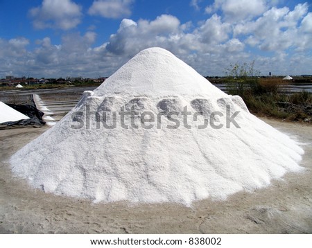 Salt pile waiting to be transported from a salt mine
