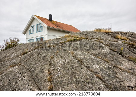 Building on a rock on the island Orust in Sweden.