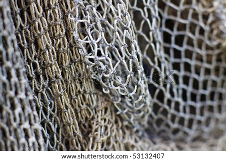 stock photo : Detail of a fishing net.