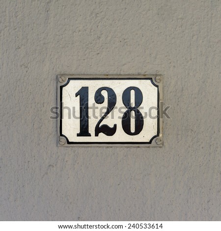 enameled house number one hundred and twenty eight