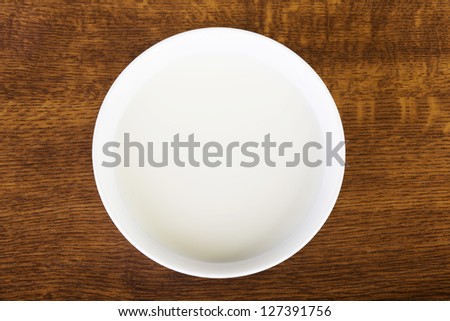 Bowl of milk on kitchen table