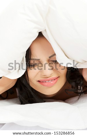 Beautiful woman in bed, have insomnia problem