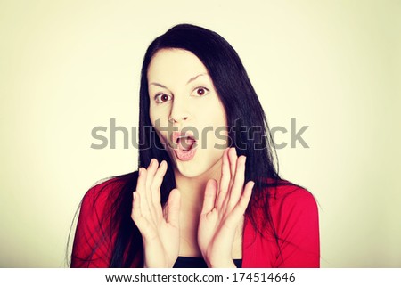 Young women gossiping, chating, sharing lately news and information. Isolated on the white background.