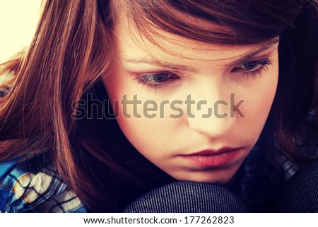 Teenage girl depression - lost love - isolated on white background