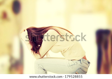 Teenage girl depression - lost love - isolated on white background
