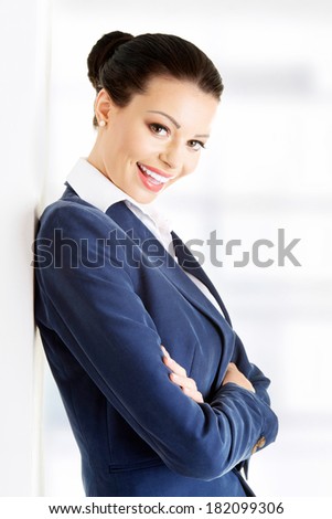 Portrait of young success businesswoman or student in elegant clothes