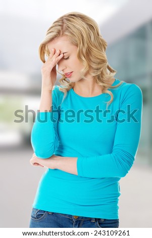 Worried woman have a big problem