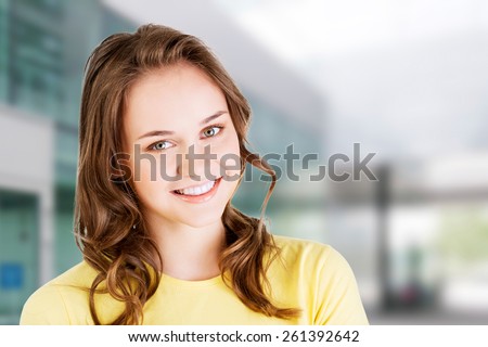 Teen brunette caucasian girl portrait
