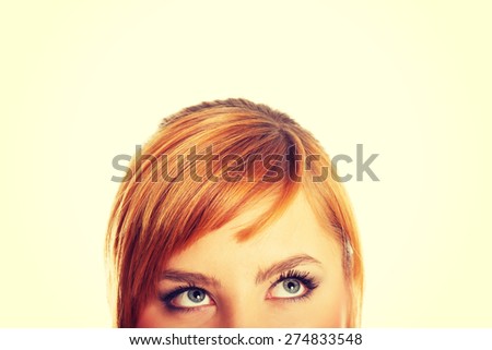 Woman eyes with long lashes looking