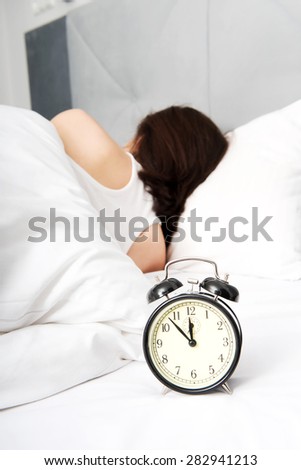 Beautiful woman sleeping in bed.